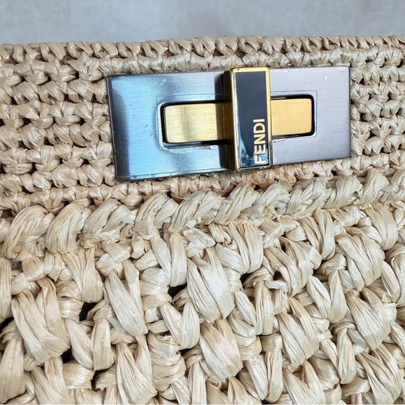 Fendi Peekaboo XL Python and Raffia Bag Rare - Picture 6 of 17